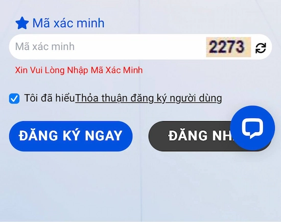 Bước 3: Điền mã xác minh và đăng ký ngay