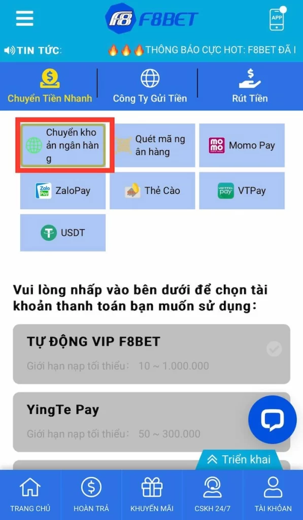 Chuyển Khoản Ngân Hàng