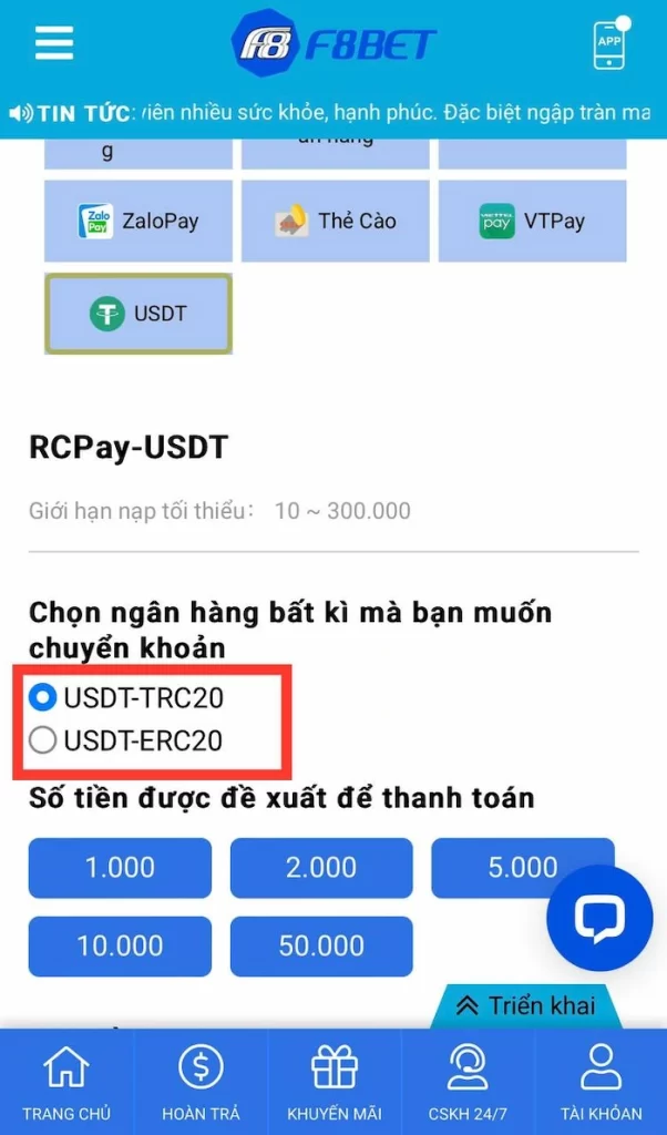 Hướng Dẫn Nạp Tiền USDT