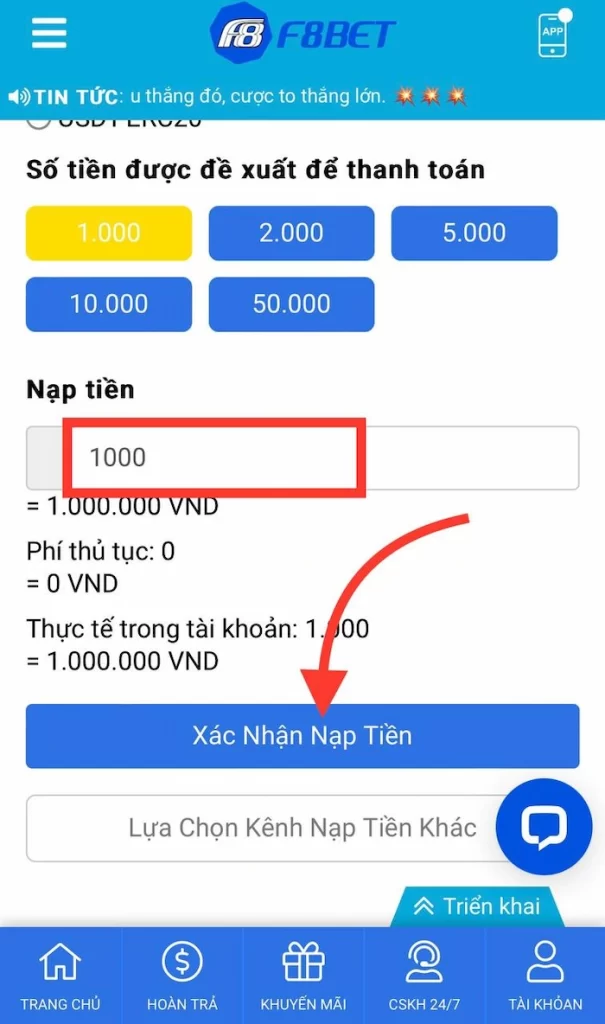 Hướng Dẫn Nạp Tiền USDT