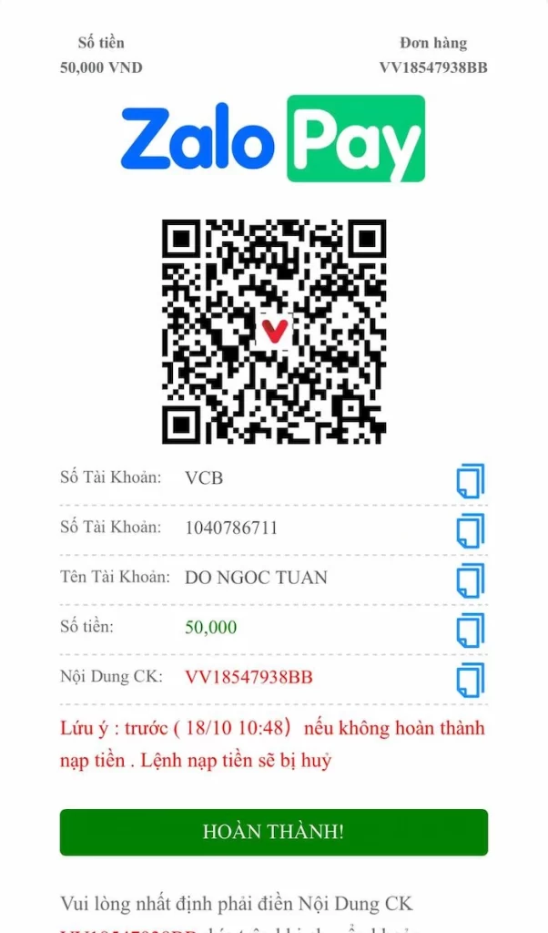 Hướng Dẫn Nạp Tiền ZaloPay